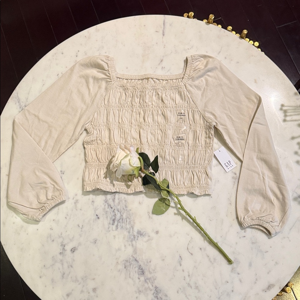 GAP Cream Long Sleeve Kids Top